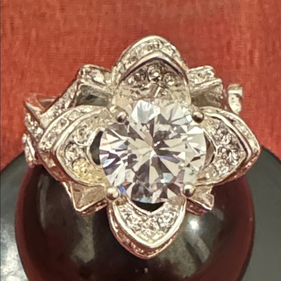 Sterling 925 Simulated Diamonds Fleur de Los Blossom - Picture 6 of 9